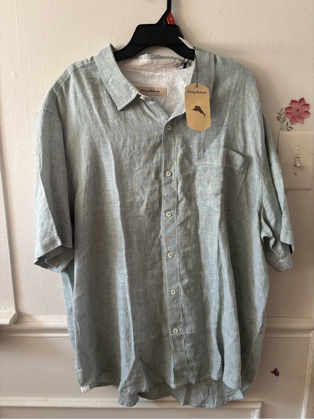Tommy Bahama Pale Blue Linen Short-Sleeve Button-Down Shirt